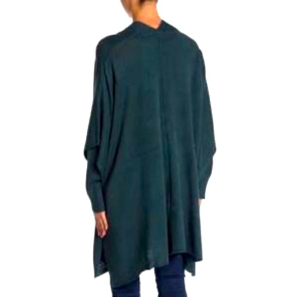LA CLASSE COUTURE Forest Green V-Neck long sleeve Poncho Sweater, SIZE S - Picture 2 of 7
